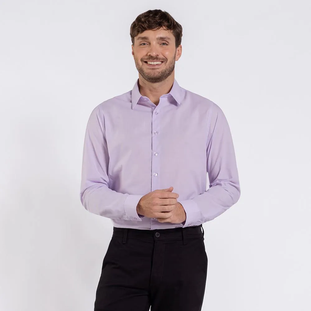 Camisa Social Masculina de Tricoline Marc Alain Fil a Fil Rosa