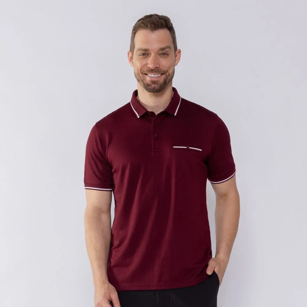 Camisa Polo Masculina Jacquard Marc Alain Bordo/Fendi