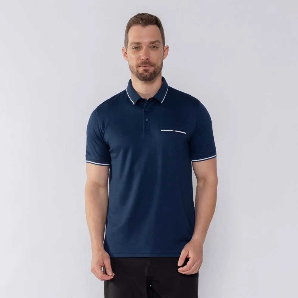 Camisa Polo Masculina Jacquard Marc Alain Marinho/Indigo