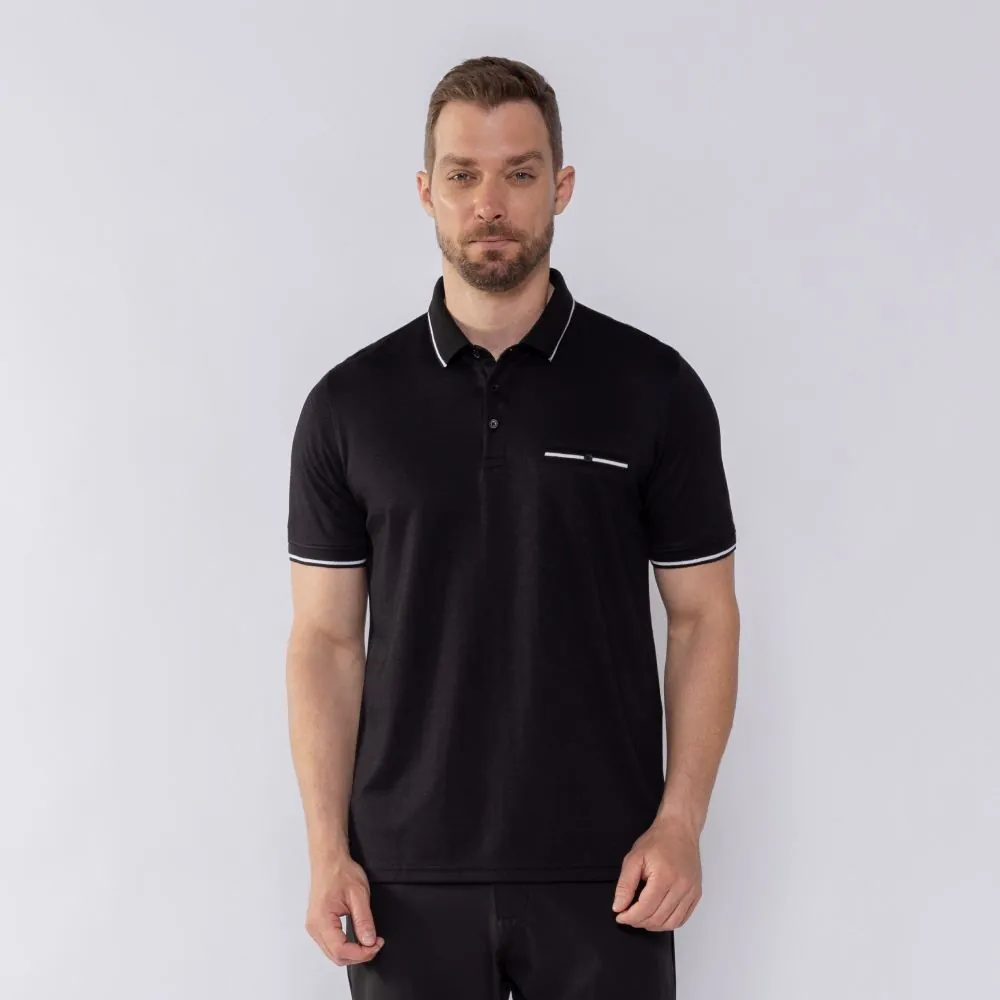 Camisa Polo Masculina Jacquard Marc Alain Preto/Fendi
