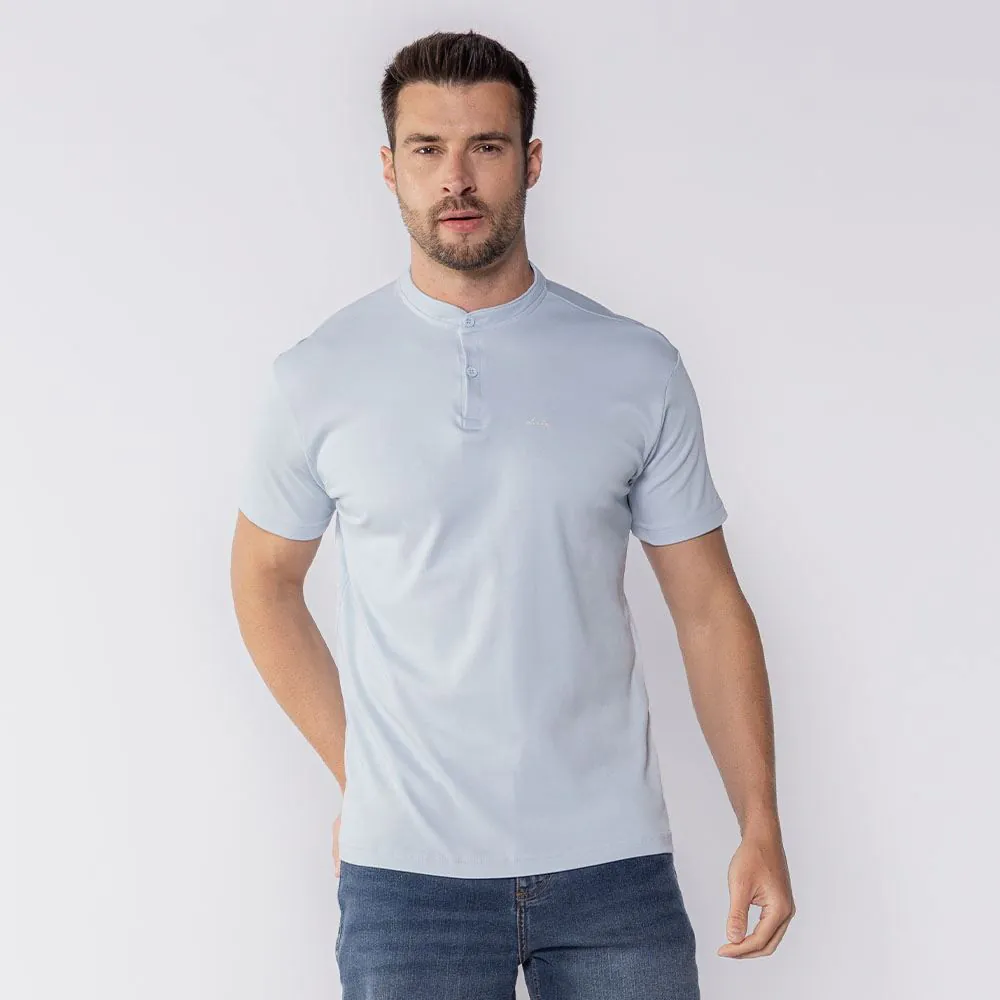Camisa Polo Masculina de Algodão Dixie Azul Claro