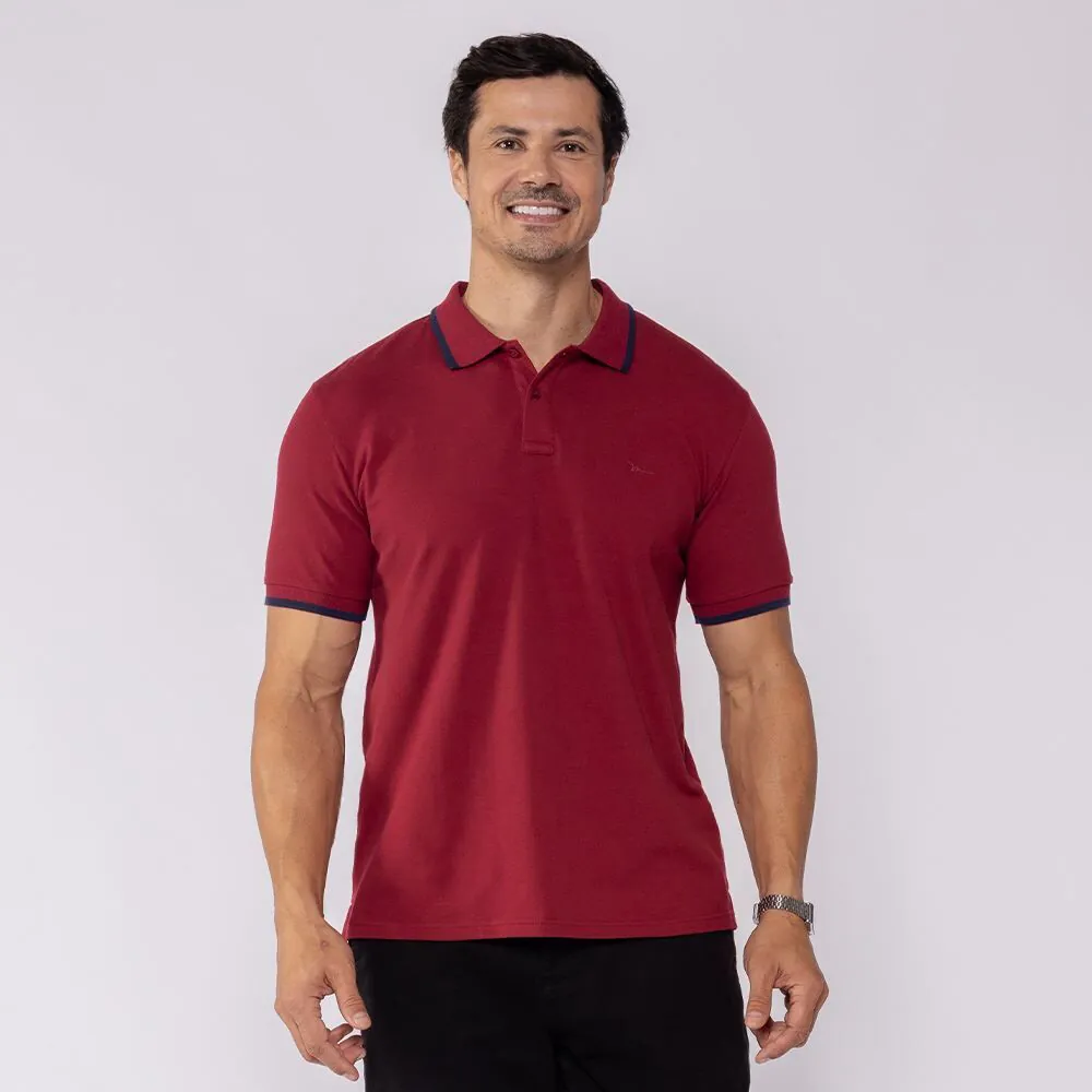 Camisa Polo Masculina de Algodão Marc Alain Bordo