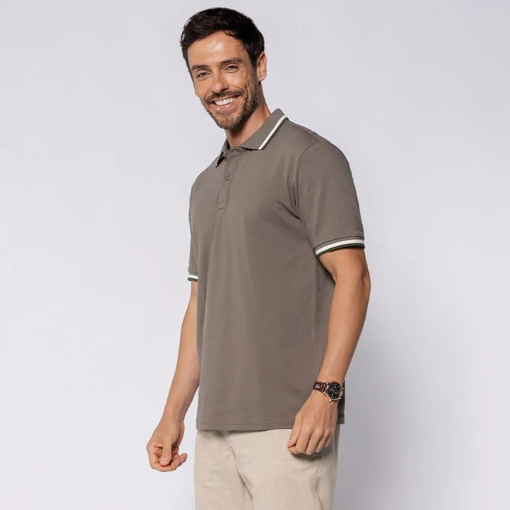 Camisa Polo Masculina de Algodão Marc Alain Manjericao