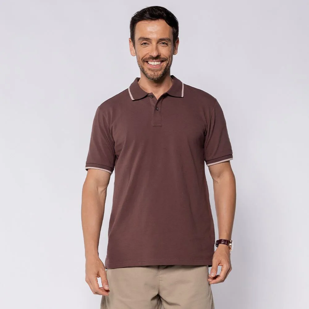 Camisa Polo Masculina de Algodão Marc Alain Marrom