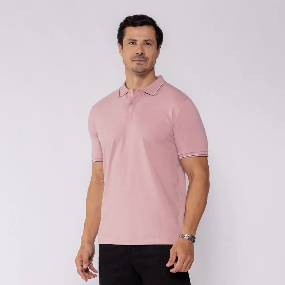Camisa Polo Piquet Masculina Marc Alain Rosa