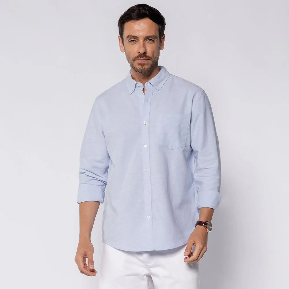 Camisa Social Masculina com Bolso Marc Alain Azul