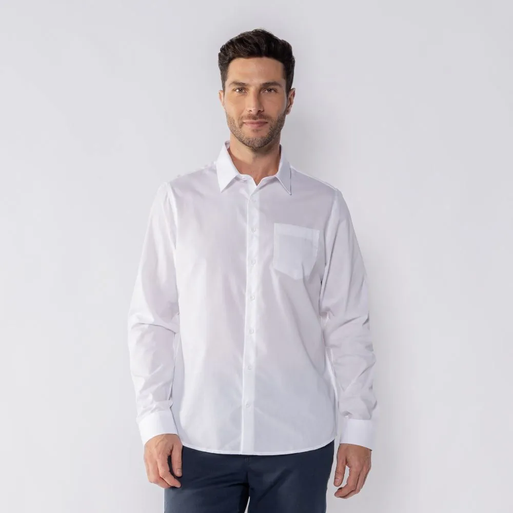 Camisa Social Masculina com Bolso Marc Alain Branco