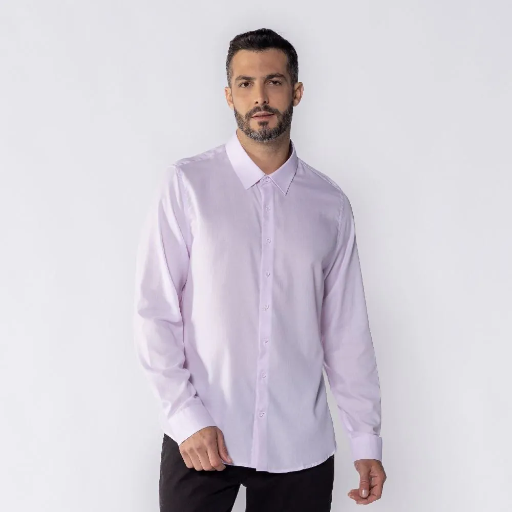 Camisa Social Masculina de Tricoline Marc Alain Rosa Maquineta Listra