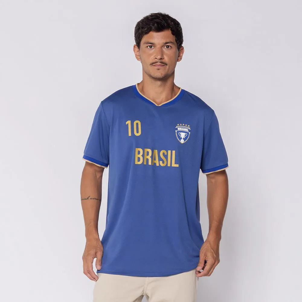 Camiseta do Brasil masculina Dry Fit azul marinho
