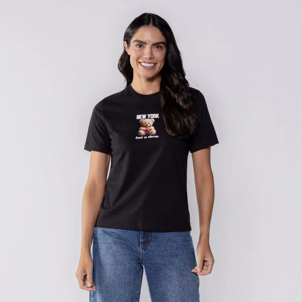 Camiseta Feminina New York Boby Blues Preto