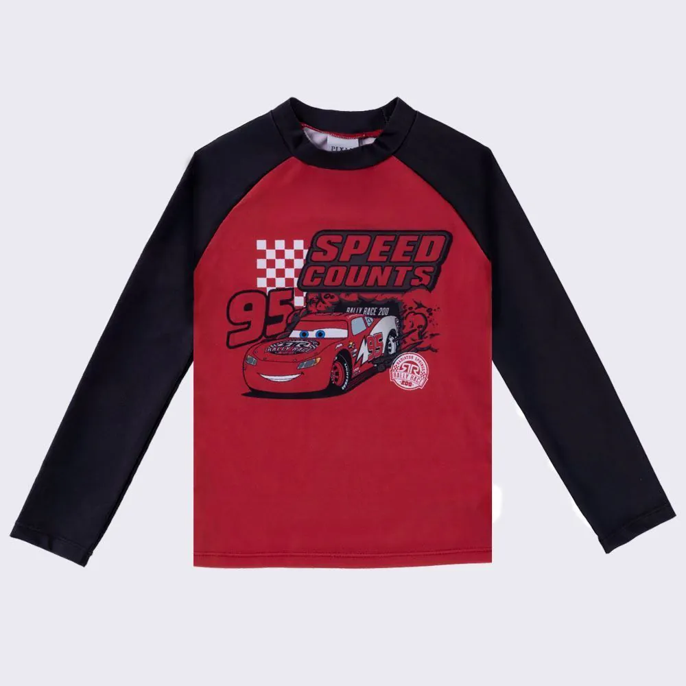 Camiseta Infantil com Proteção UV Relâmpago McQueen 4 a 10 Anos Disney Vermelho