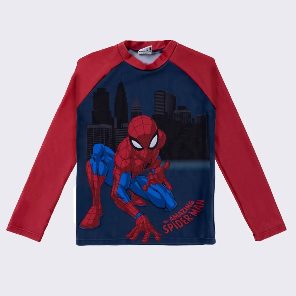 Camiseta Infantil com Proteção UV Homem-Aranha 4 a 10 Anos Marvel Azul Marinho