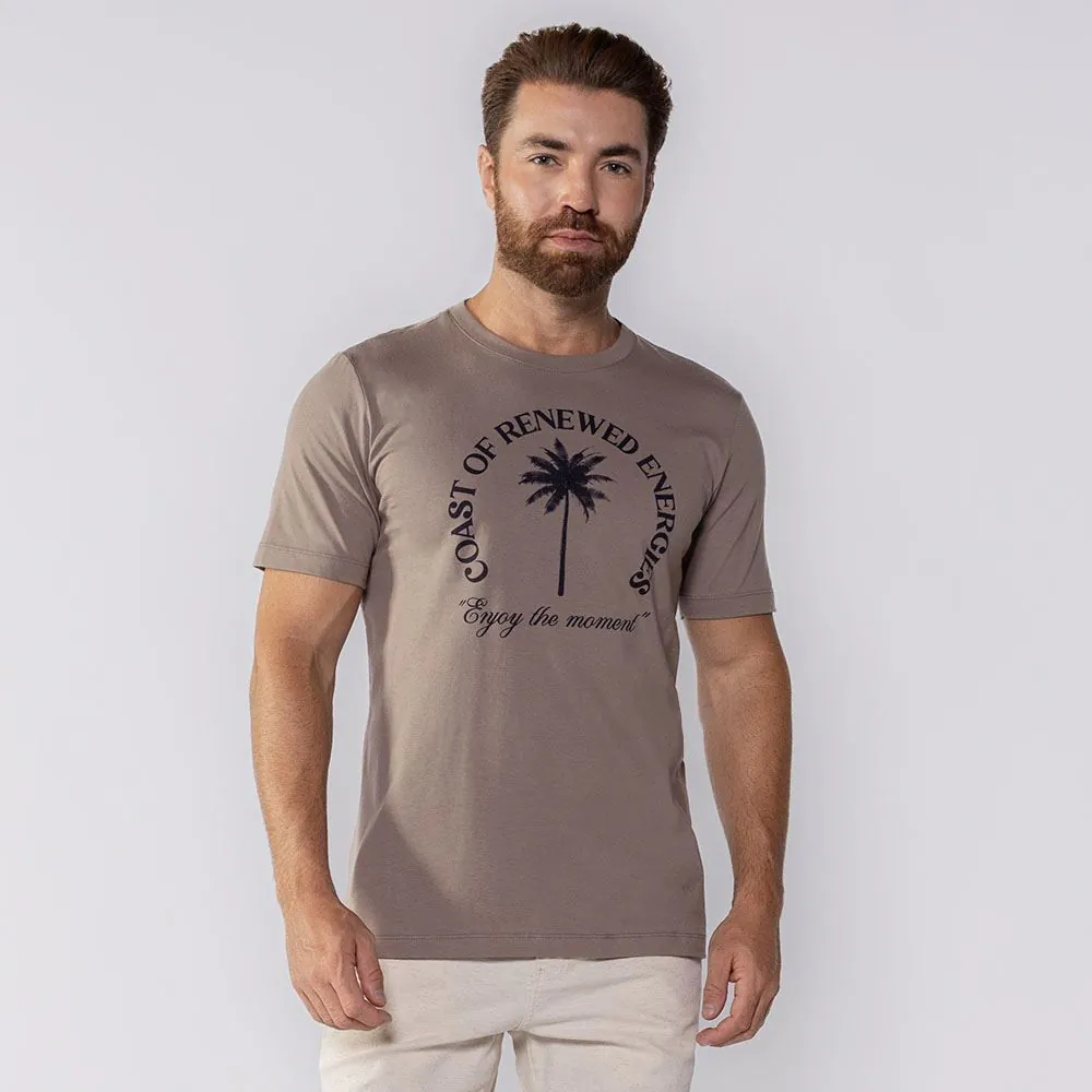 Camiseta Masculina de Algodão Marc Alain Caqui 18-1110