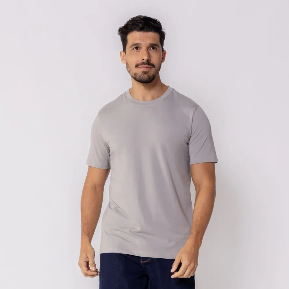 Camiseta Masculina Básica Cotton Marc Alain Cinza 17-5104