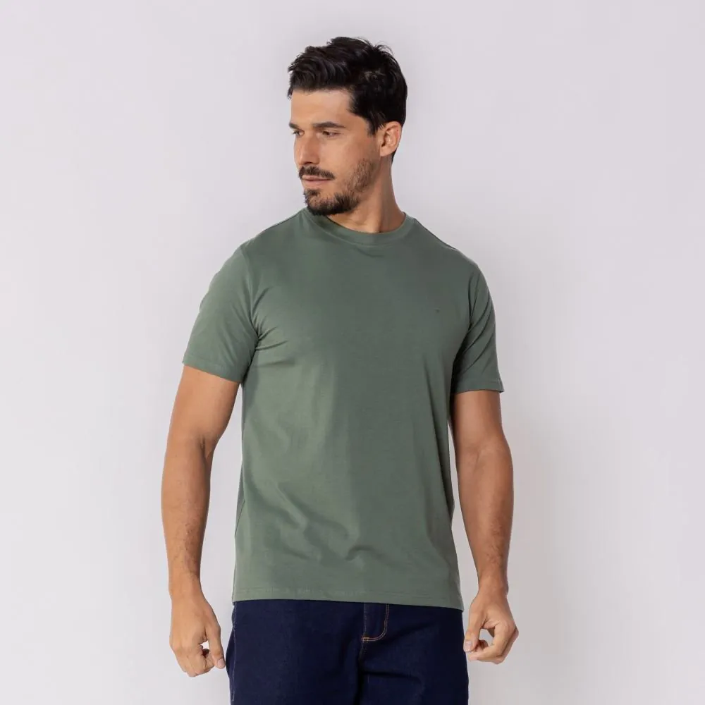 Camiseta Masculina Básica Cotton Marc Alain Verde 16-5808