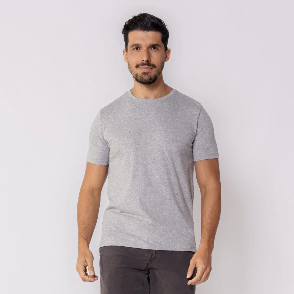 Camiseta Masculina Básica de Algodão Marc Alain Mescla