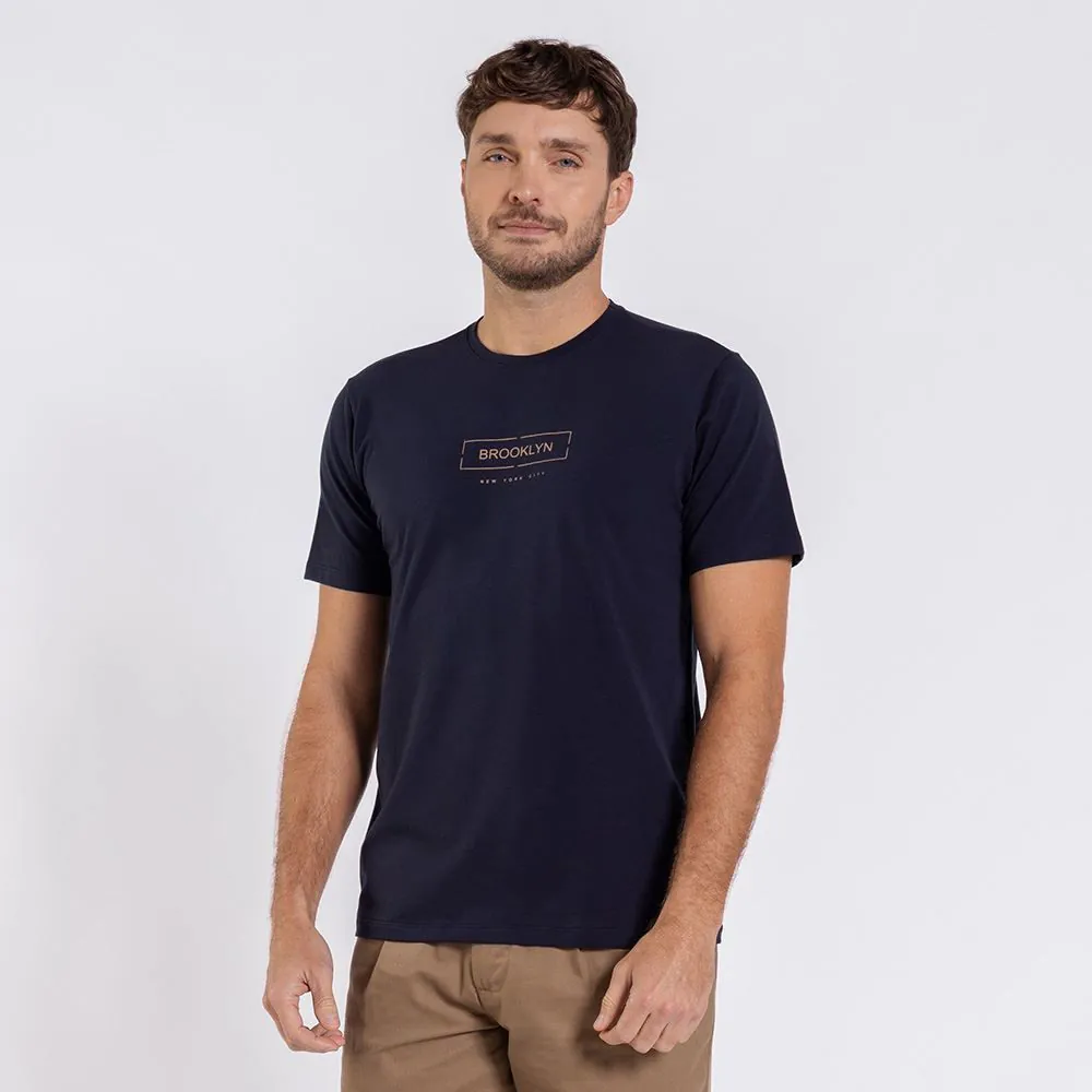 Camiseta Masculina em Algodão Peruano Marc Alain Azul Marinho