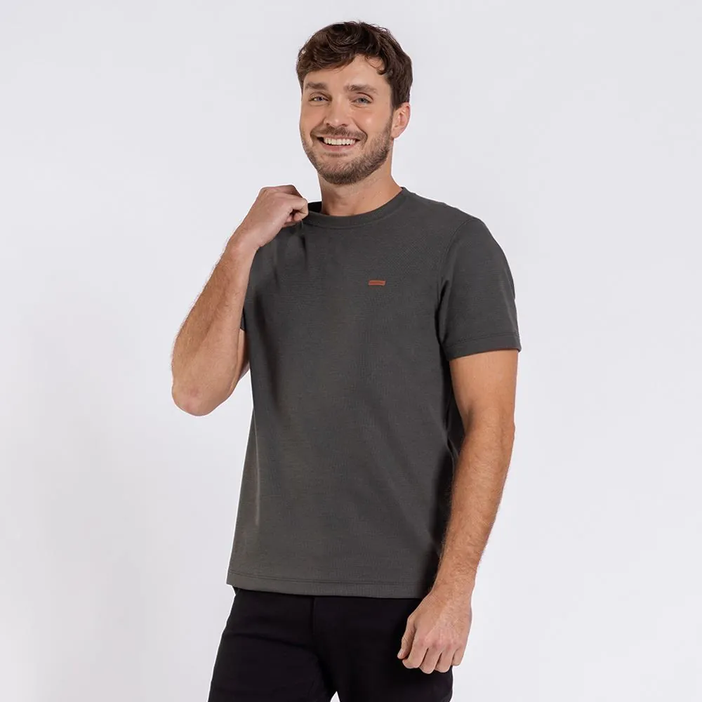 Camiseta Masculina em Malha Ponto Roma Marc Alain Verde Vd00352