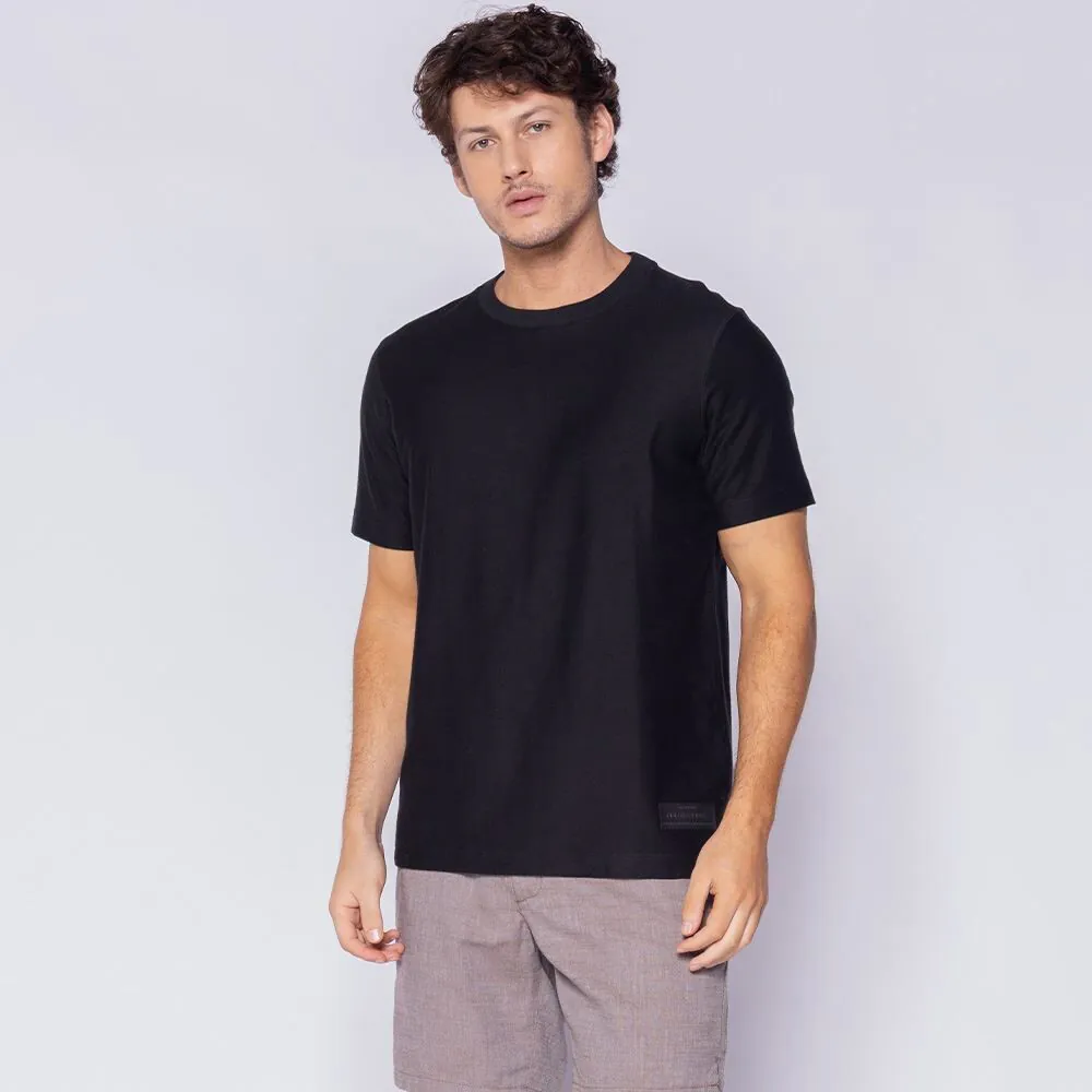 Camiseta Masculina em Malha Sarja Marc Alain Preto