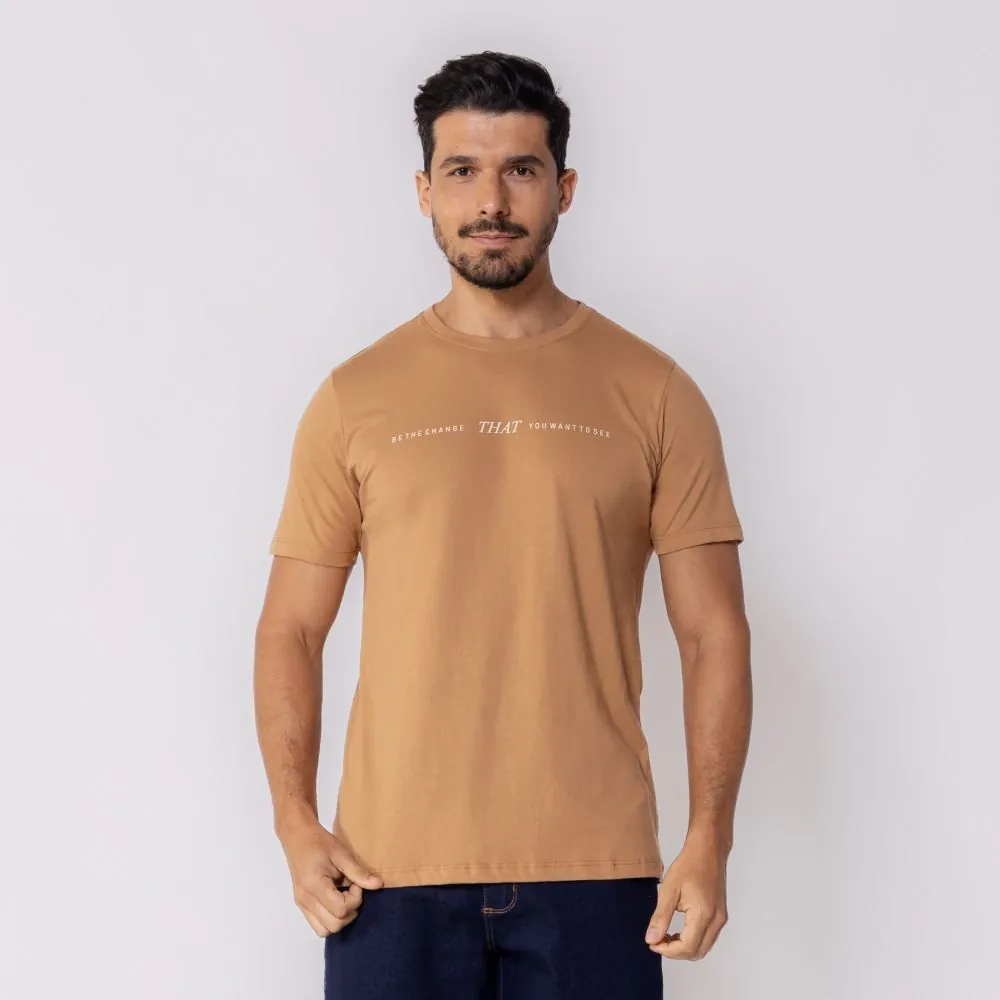 Camiseta Masculina Lettering Marc Alain Caramelo