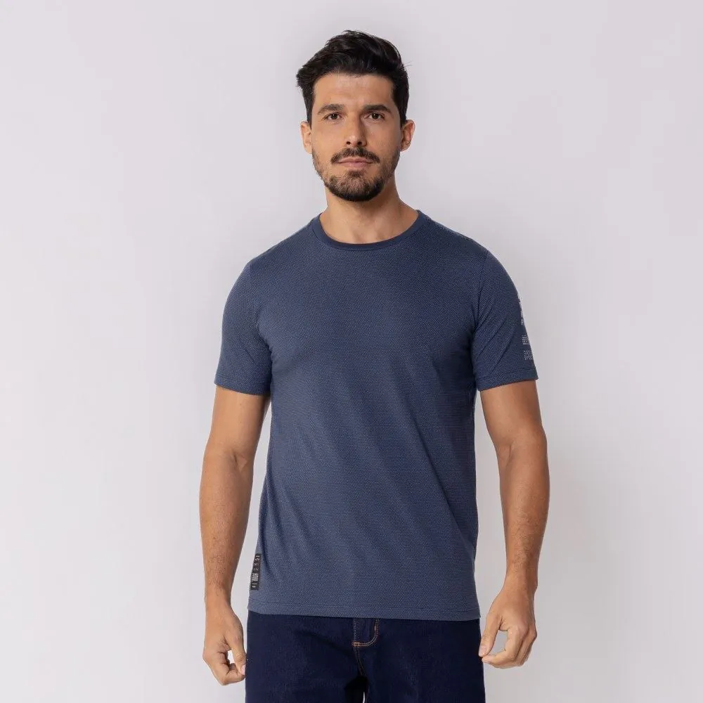 Camiseta Masculina Malha Dots Thing Azul Marinho