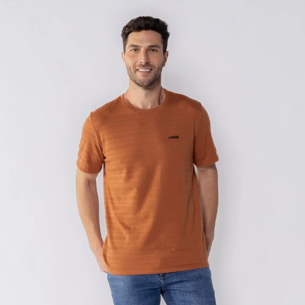 Camiseta Masculina Manga Curta Malha Cannes Thing Ocre 18-1140