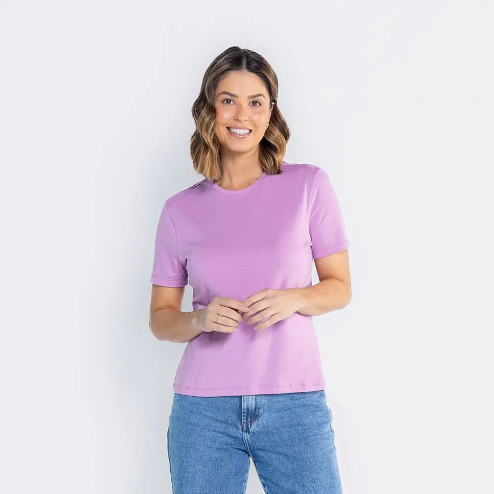 Camiseta Pima Feminina Básica Patricia Foster Orquidea