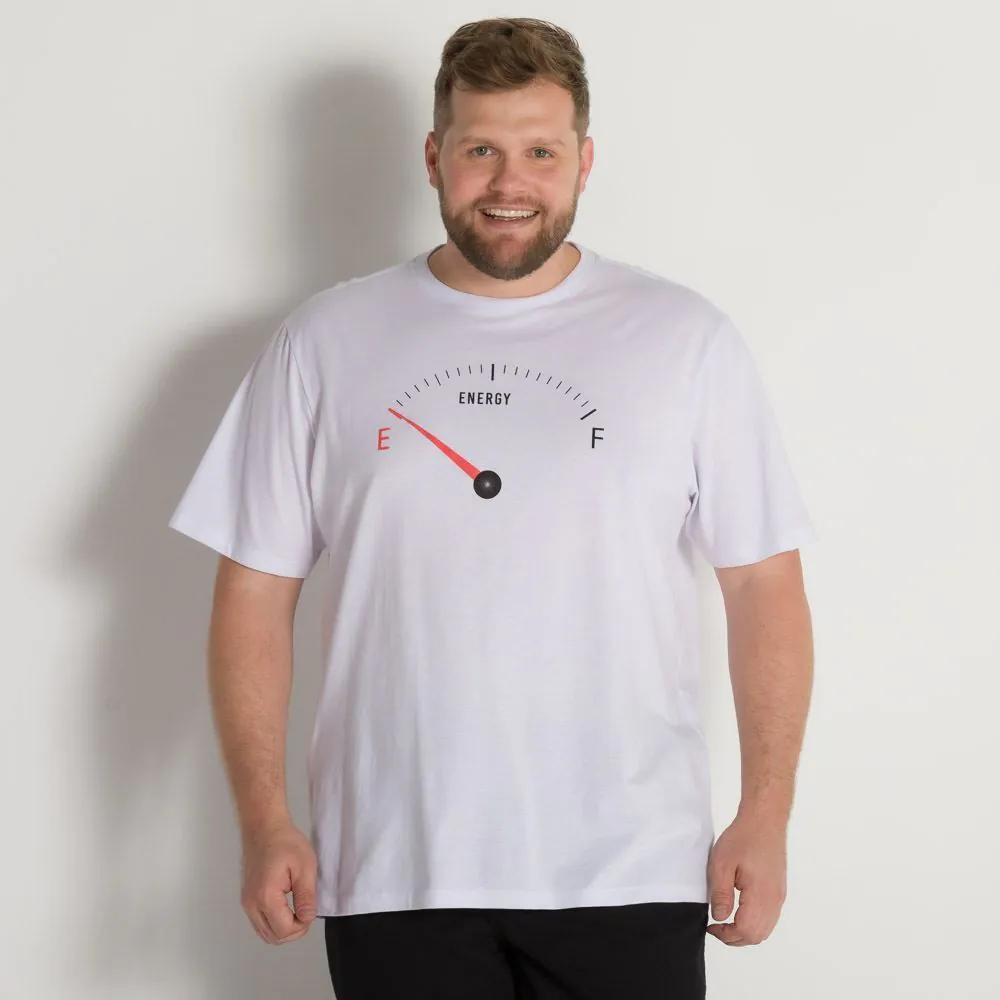 Camiseta Plus Size Pais Energy Marc Alain Branco