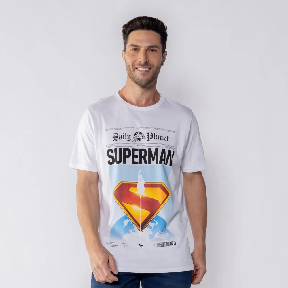 Camiseta Superman Masculina Bandup Off White