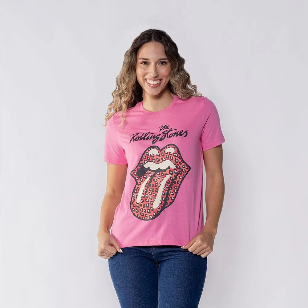 Camiseta The Rolling Stones Estilizada Feminina Bandup Rosa