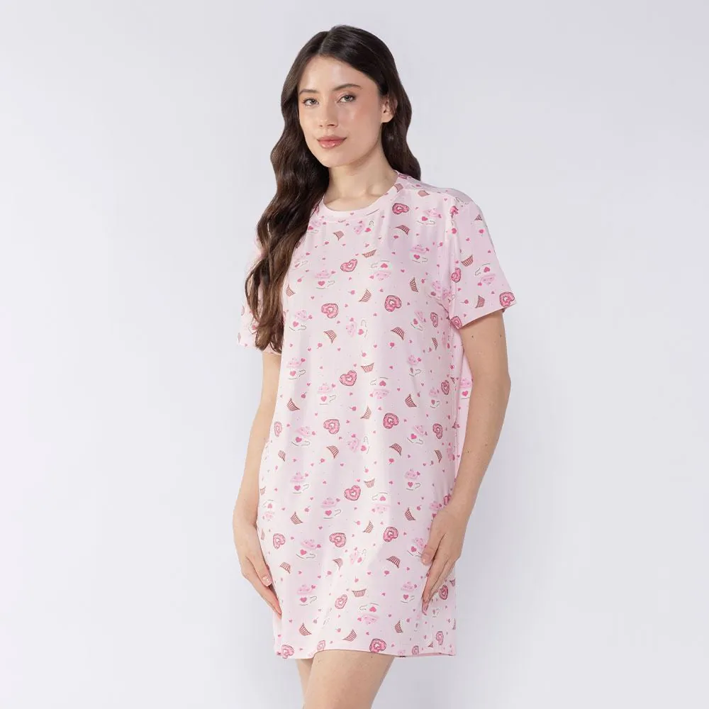 Camisola Feminina Manga Curta Candy Camila Moretti Rosa