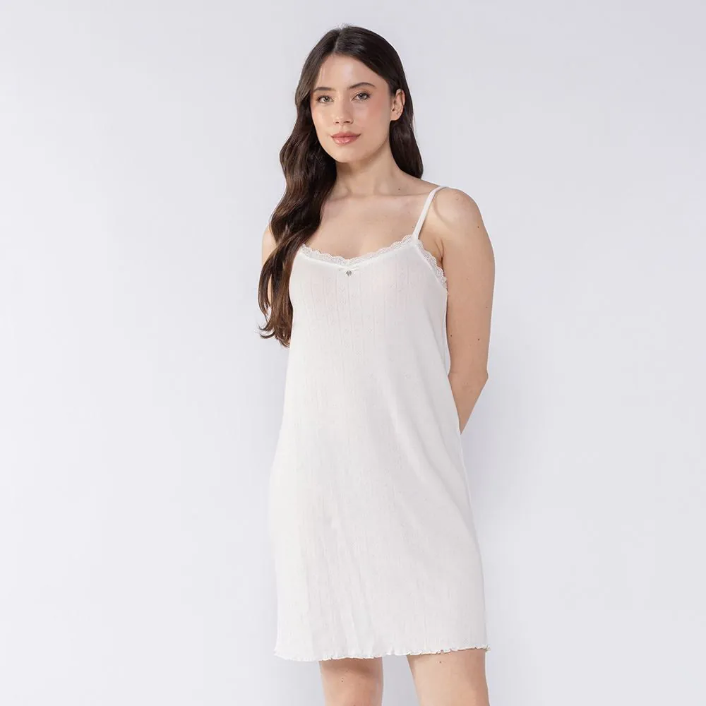 Camisola Feminina de Alça Tricô Camila Moretti Off White