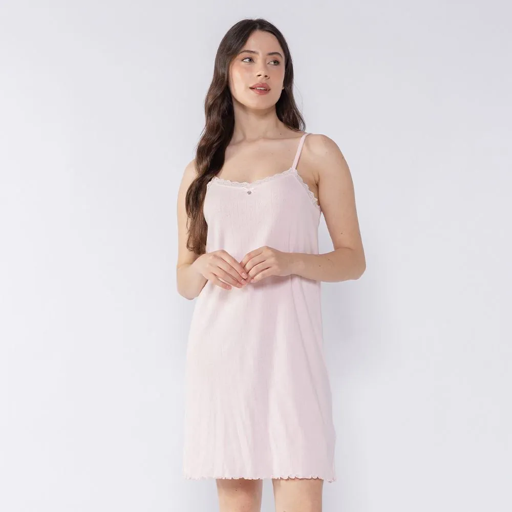 Camisola Feminina de Alça Tricô Camila Moretti Rosa