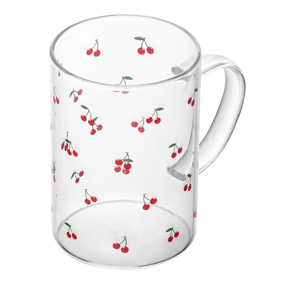 Caneca de Vidro 200Ml Lyor - Cereja