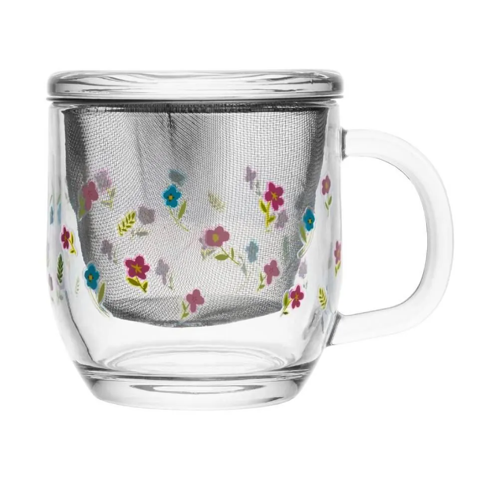 Caneca com Infusor e Tampa Primavera 330Ml Lyor - Flores