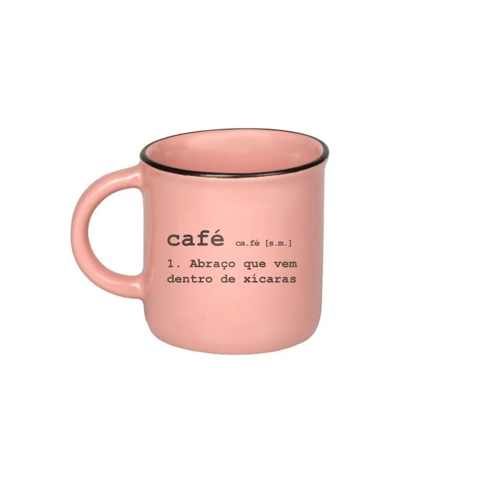 Caneca de Cerâmica Vintage Estampada 210Ml - Café Rosa