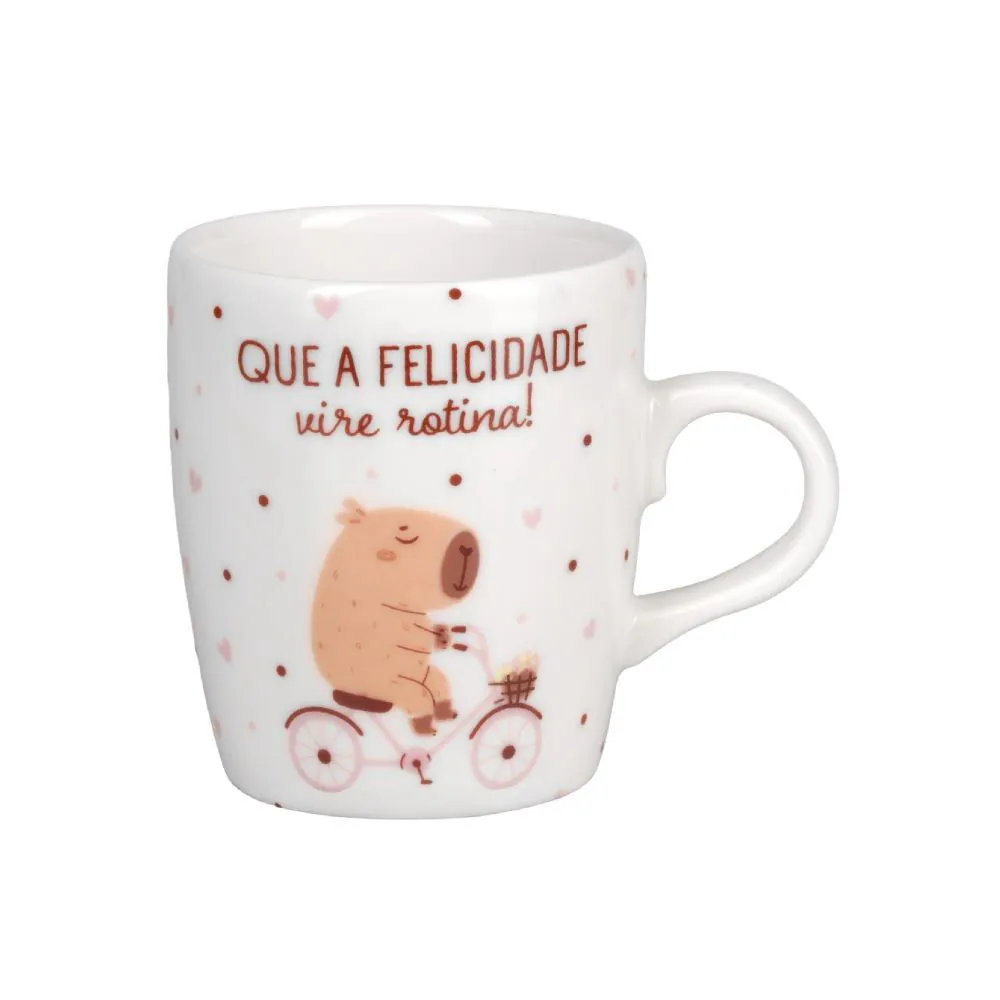 Caneca de Porcelana Estampada 230 ml - Que a Felicidade Vire Rotina