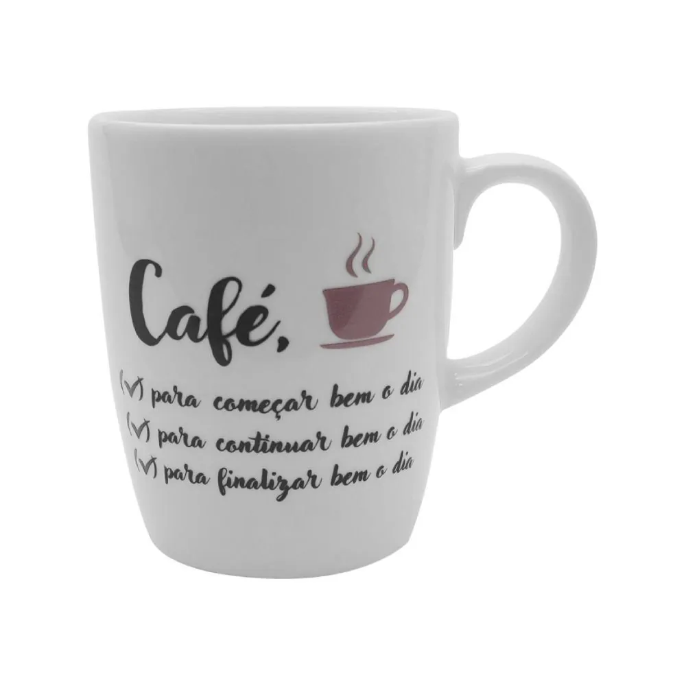 Caneca de Porcelana Estampada 230Ml - Café