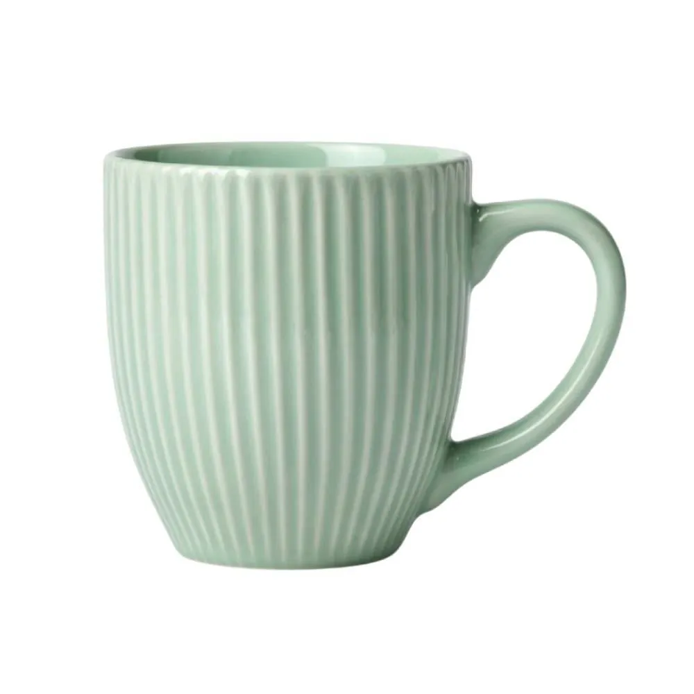 Caneca Porcelana Canelada Elegance 300Ml - Verde