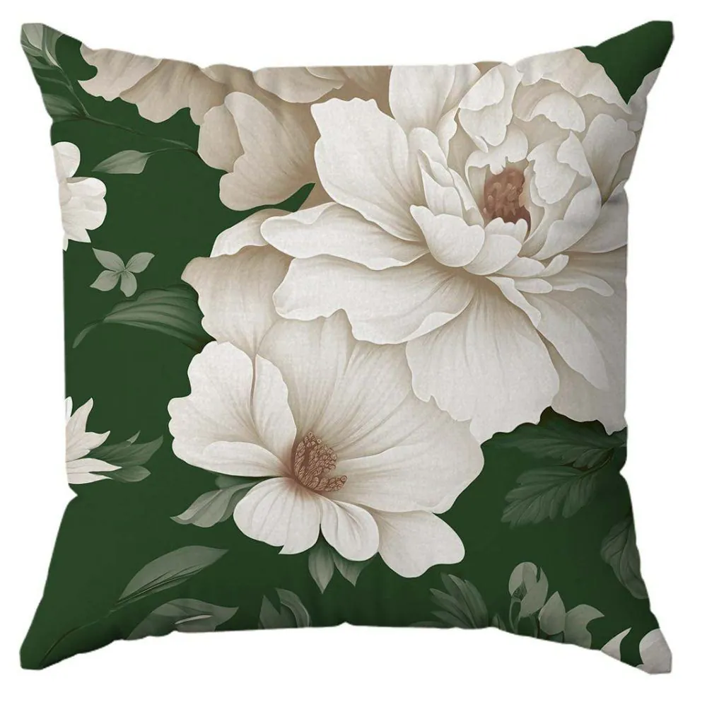 Capa de Almofada 43X43 cm Veludo Estampada - Floral Off