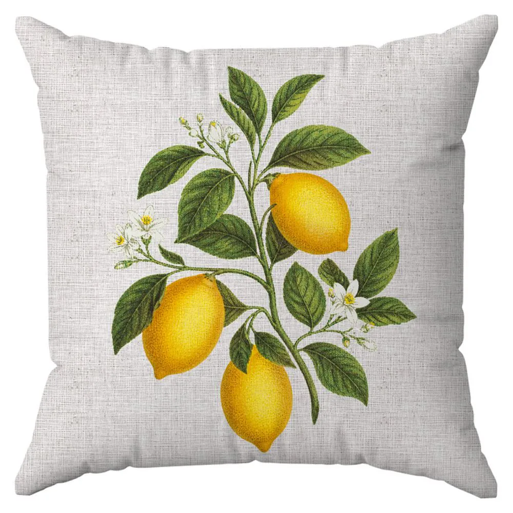 Capa de Almofada 43X43cm Veludo Estampada - Limão Siciliano