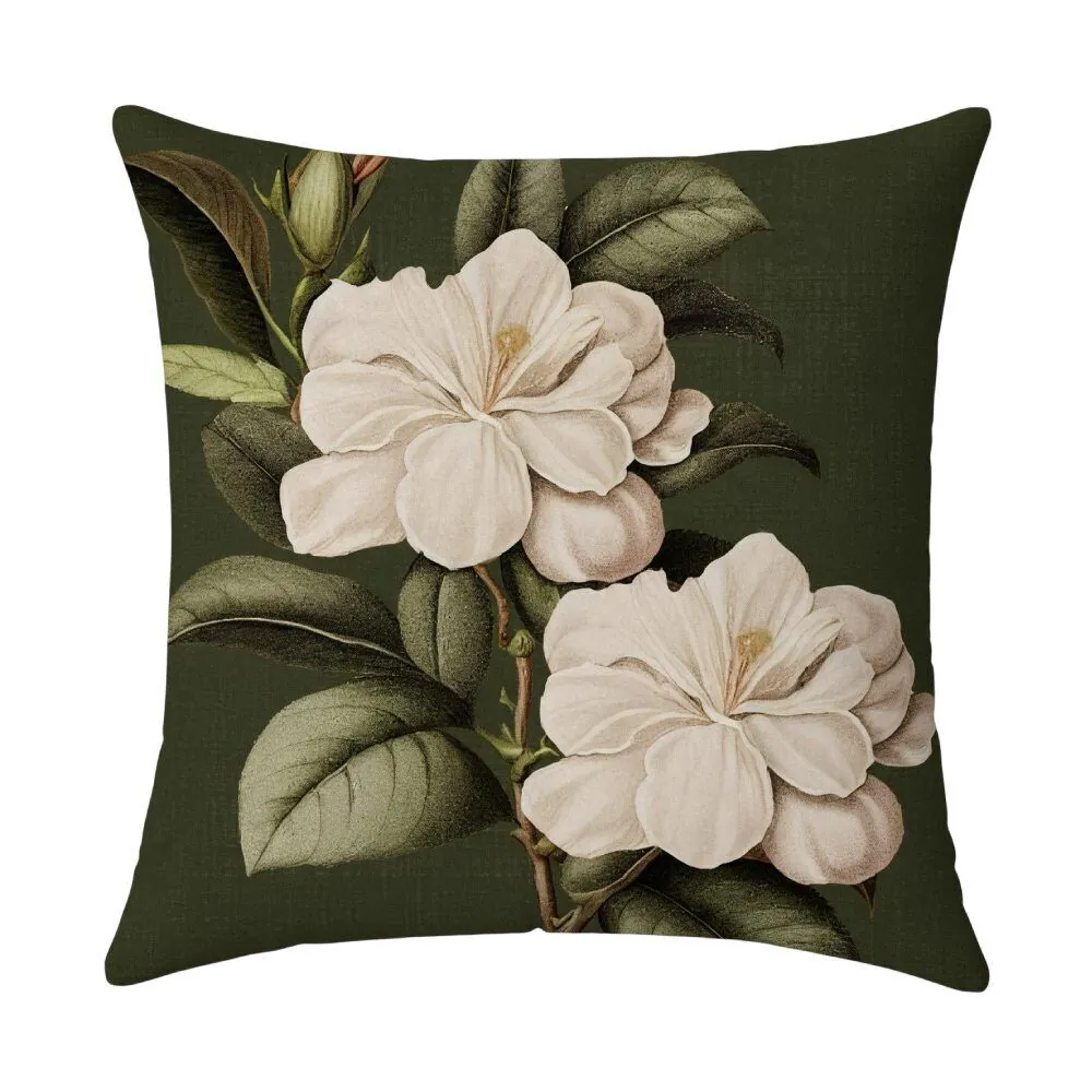 Capa de Almofada Veludo 43X43cm Estampada - Flores Verde Musgo