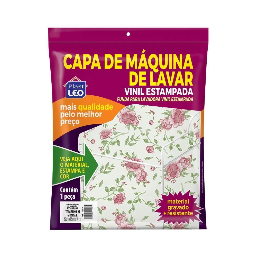 Capa de Máquina Vinil Estampada M 62X65x91cm Plast Leo - Sortido