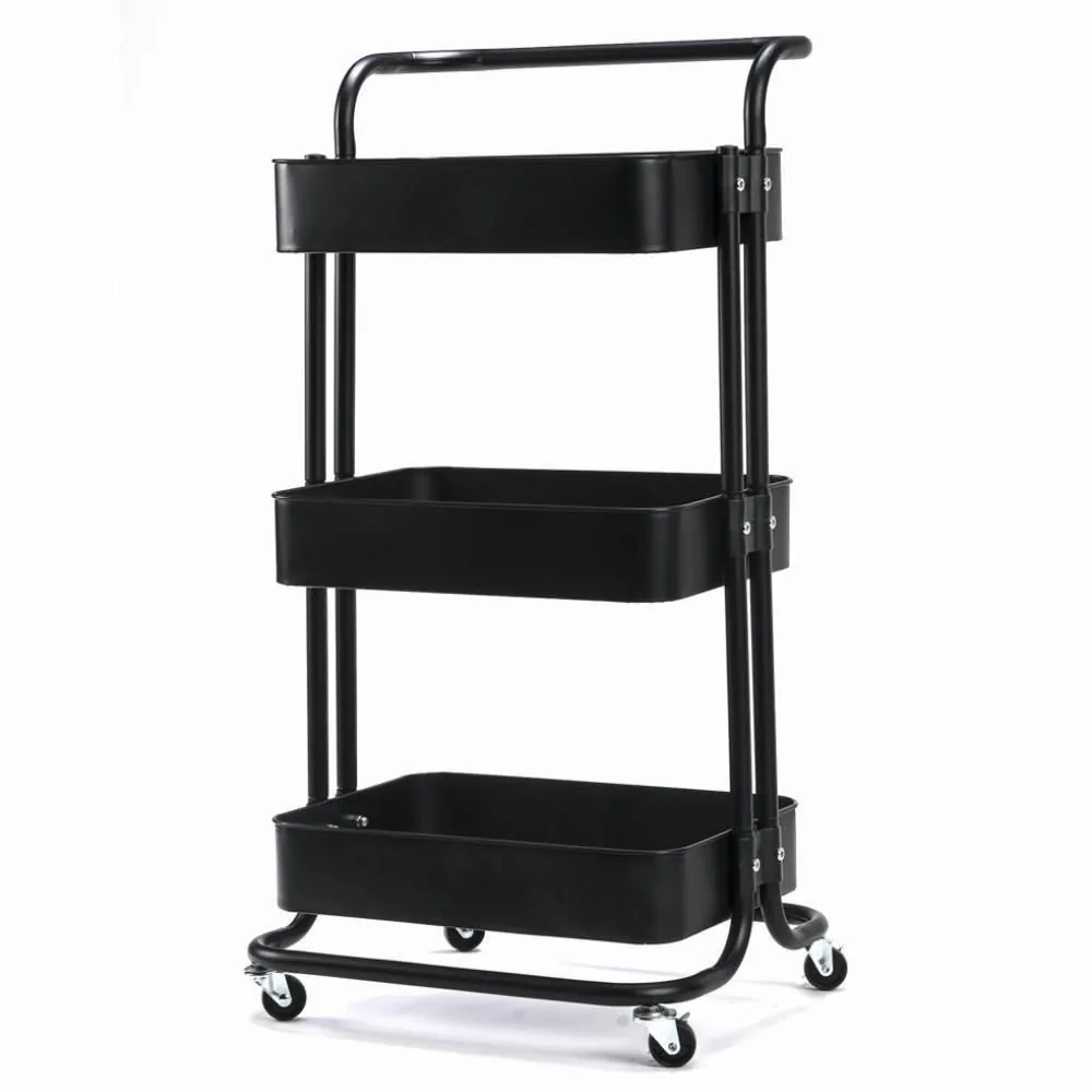 Carrinho Dubai Multiuso 3 Prateleiras - Preto