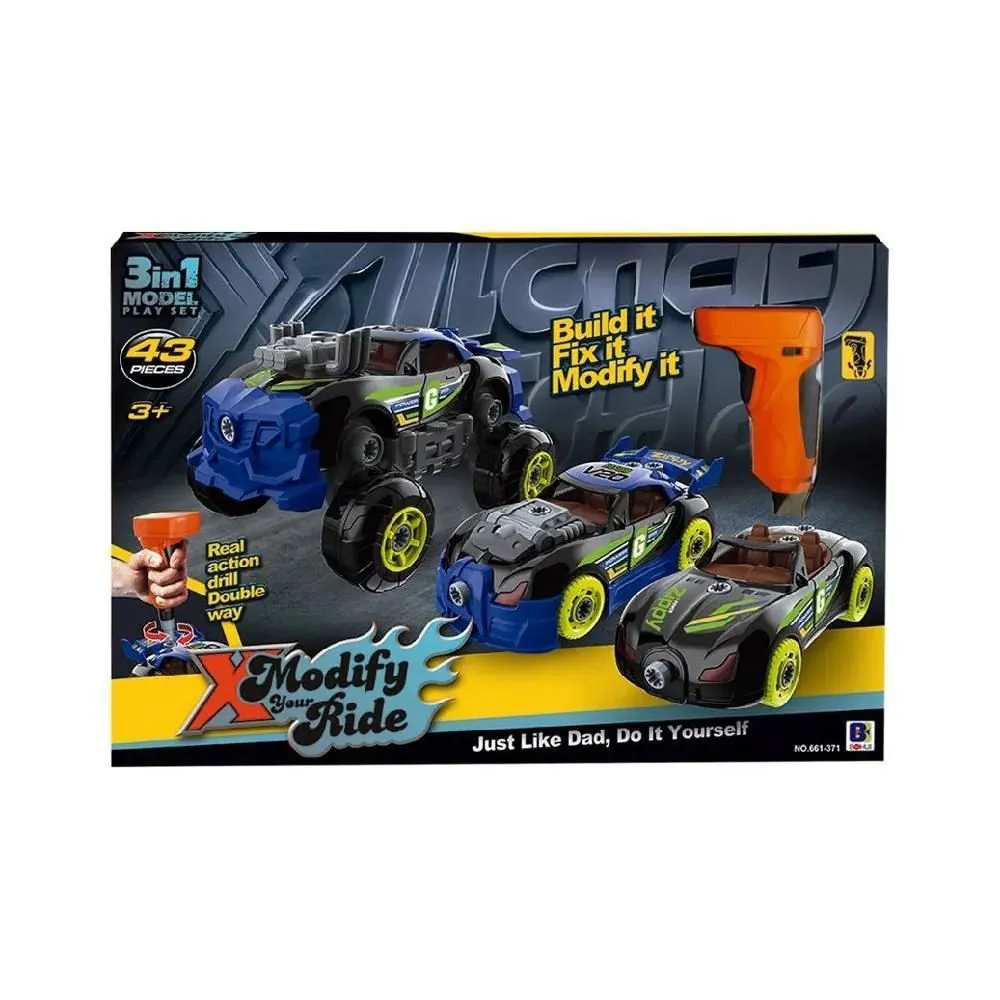 Carro Turbo Tools Mustang Preto 3 em 1 Multikids - BR2164