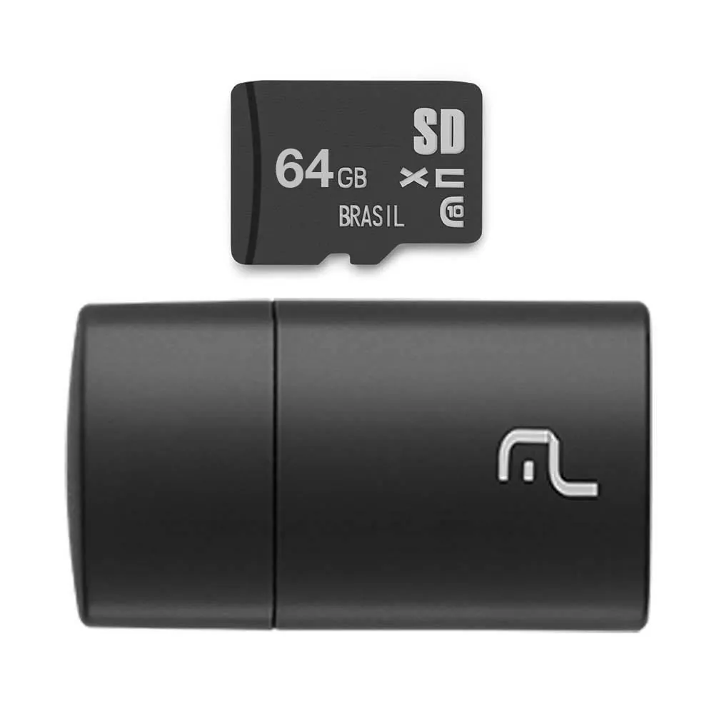 Cartão de Memória Sd Multilaser + Leitor Usb 64Gb - Preto