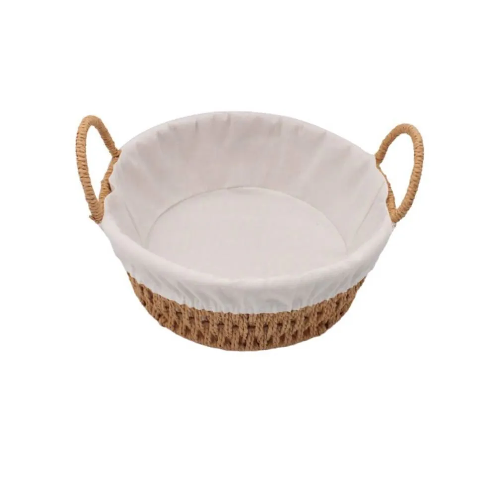Cesta de Pão Redonda com Alça 26Cm - Tecido Natural