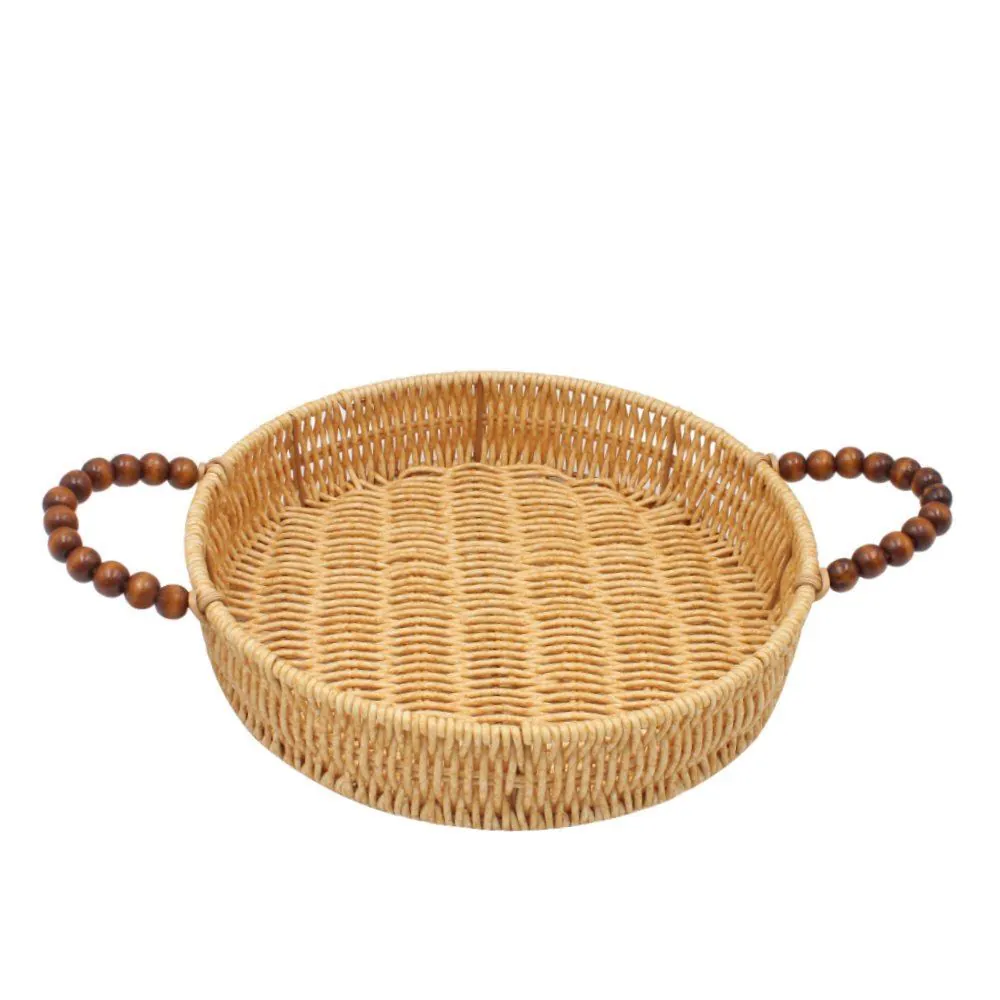 Cesta Redonda com Alça Trama 26Cm - Natural
