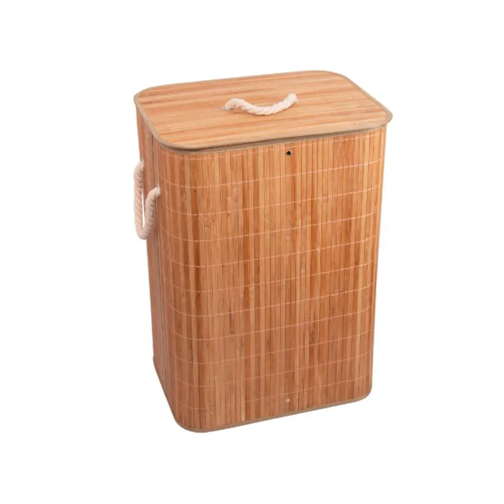 Cesto de Roupas de Bambu com Tampa Lyor - Natural