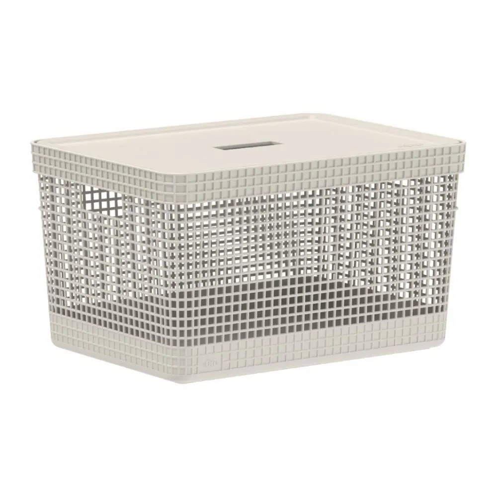 Cesto Organizador com Tampa Grid Ou 20 L - Bege